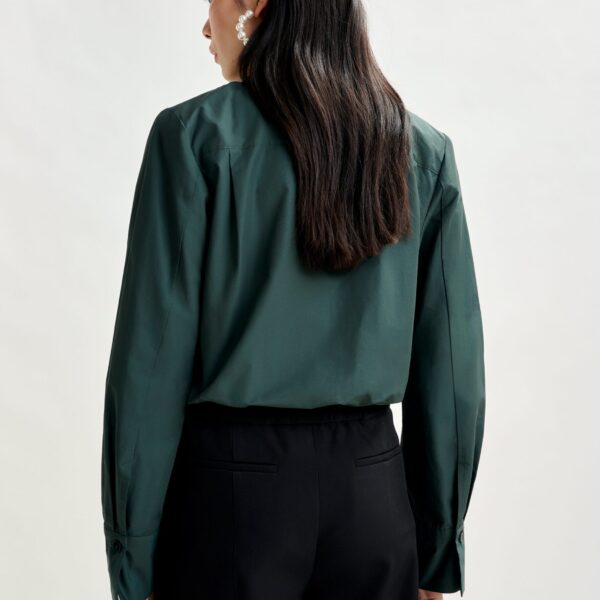 Essentiel Antwerp Dark teal green bodysuit with self-fabric flower - Essentiel Antwerp Bodysuit - Colorful Belgian Design - Shop at Coveti