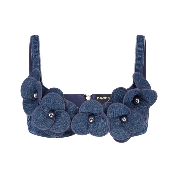 David Koma 3D Flower Denim Bra