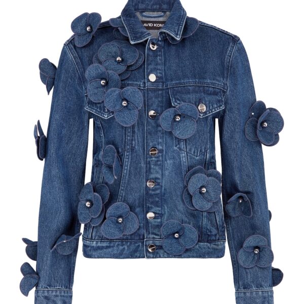 David Koma 3D Flower Denim Jacket In Indigo