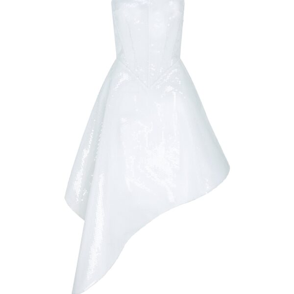 David Koma Asymmetric Hem Sequin Midi Dress