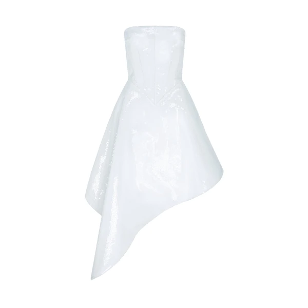David Koma Asymmetric Hem Sequin Midi Dress