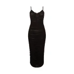 David Koma Lace Rose Embroidered Ruched Midi Dress