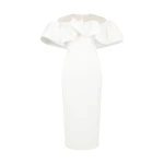 David Koma Puff Top Detail Satin Midi Dress