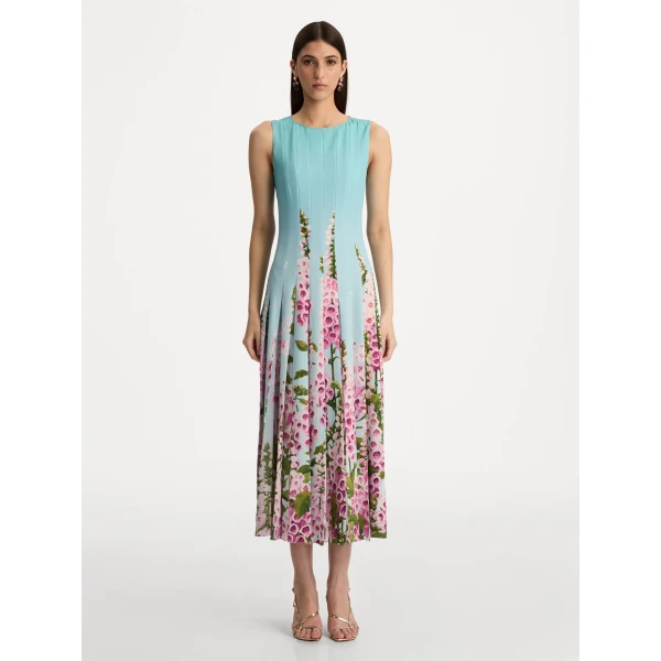 Oscar de la Renta Degradé Foxglove Chiffon Inset Dress - Oscar de la Renta Dresses - American Couture - Shop at Coveti