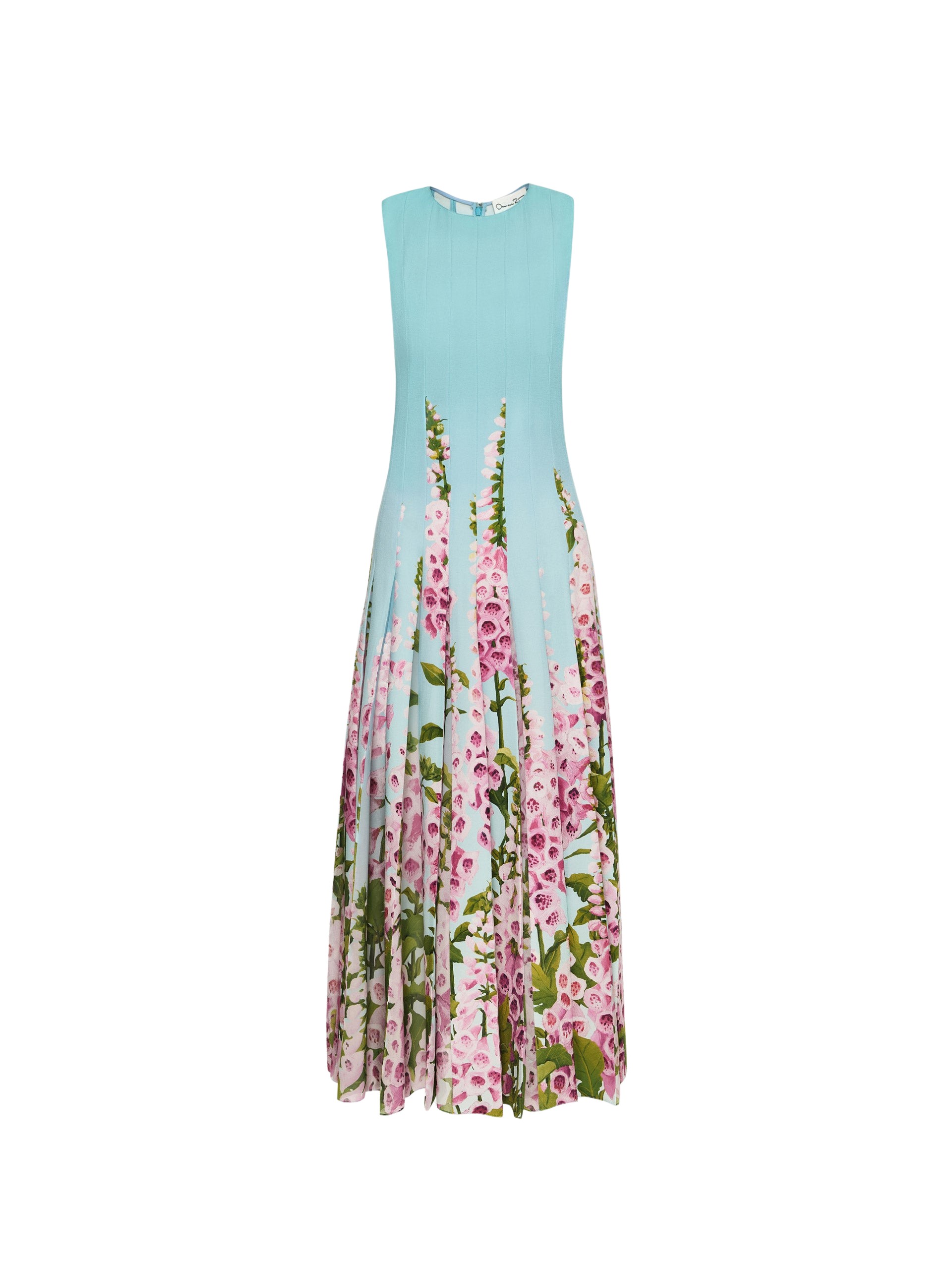 Oscar de la Renta Degradé Foxglove Chiffon Inset Dress