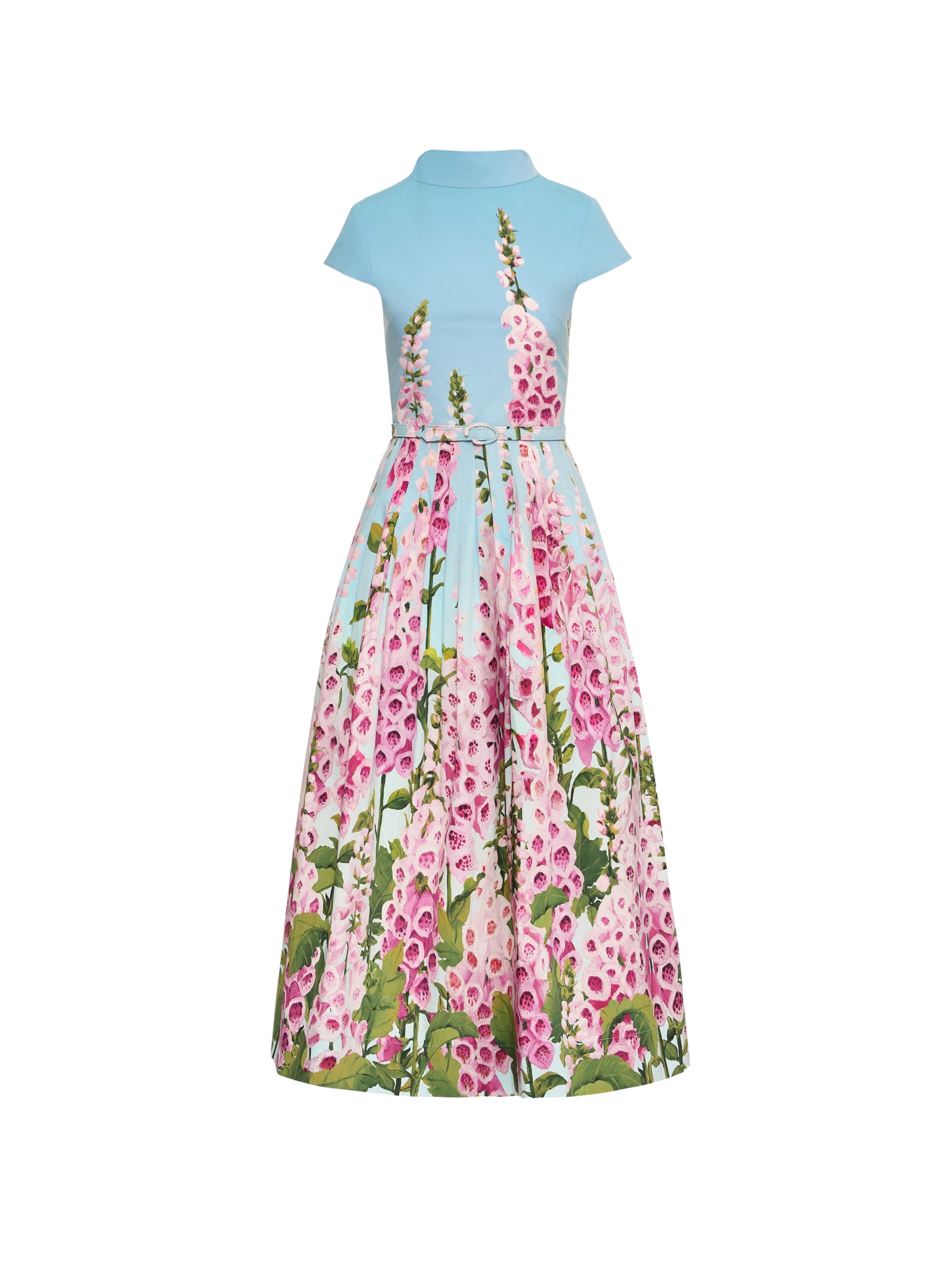 Oscar de la Renta Degradé Foxglove Cotton Poplin Dress
