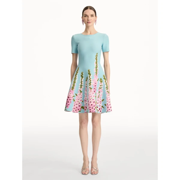 Oscar de la Renta Degradé Foxglove Jacquard Knit Dress - Oscar de la Renta Dresses - American Couture - Shop at Coveti