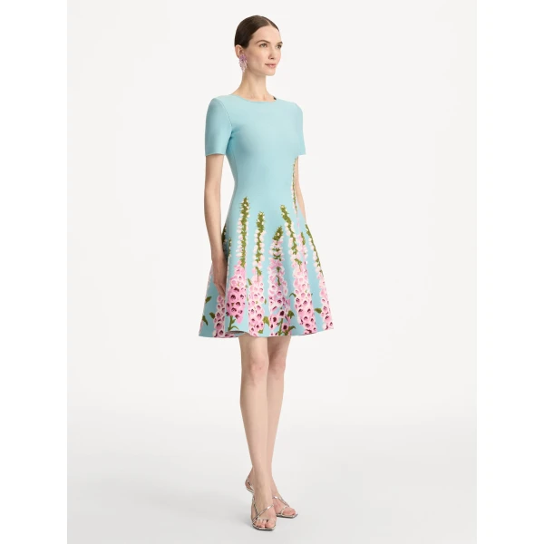 Oscar de la Renta Degradé Foxglove Jacquard Knit Dress - Oscar de la Renta Dresses - American Couture - Shop at Coveti