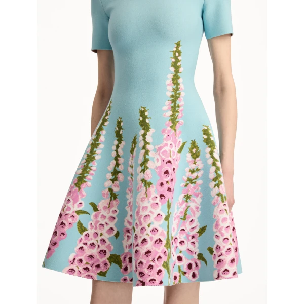 Oscar de la Renta Degradé Foxglove Jacquard Knit Dress - Oscar de la Renta Dresses - American Couture - Shop at Coveti