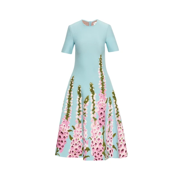 Oscar de la Renta Degradé Foxglove Jacquard Knit Dress - Oscar de la Renta Dresses - American Couture - Shop at Coveti