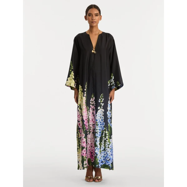 Oscar de la Renta Degradé Foxglove Silk Twill Caftan - Oscar de la Renta Dresses - American Couture - Shop at Coveti