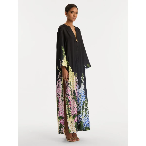 Oscar de la Renta Degradé Foxglove Silk Twill Caftan - Oscar de la Renta Dresses - American Couture - Shop at Coveti