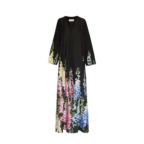 Oscar de la Renta Degradé Foxglove Silk Twill Caftan - Oscar de la Renta Dresses - American Couture - Shop at Coveti