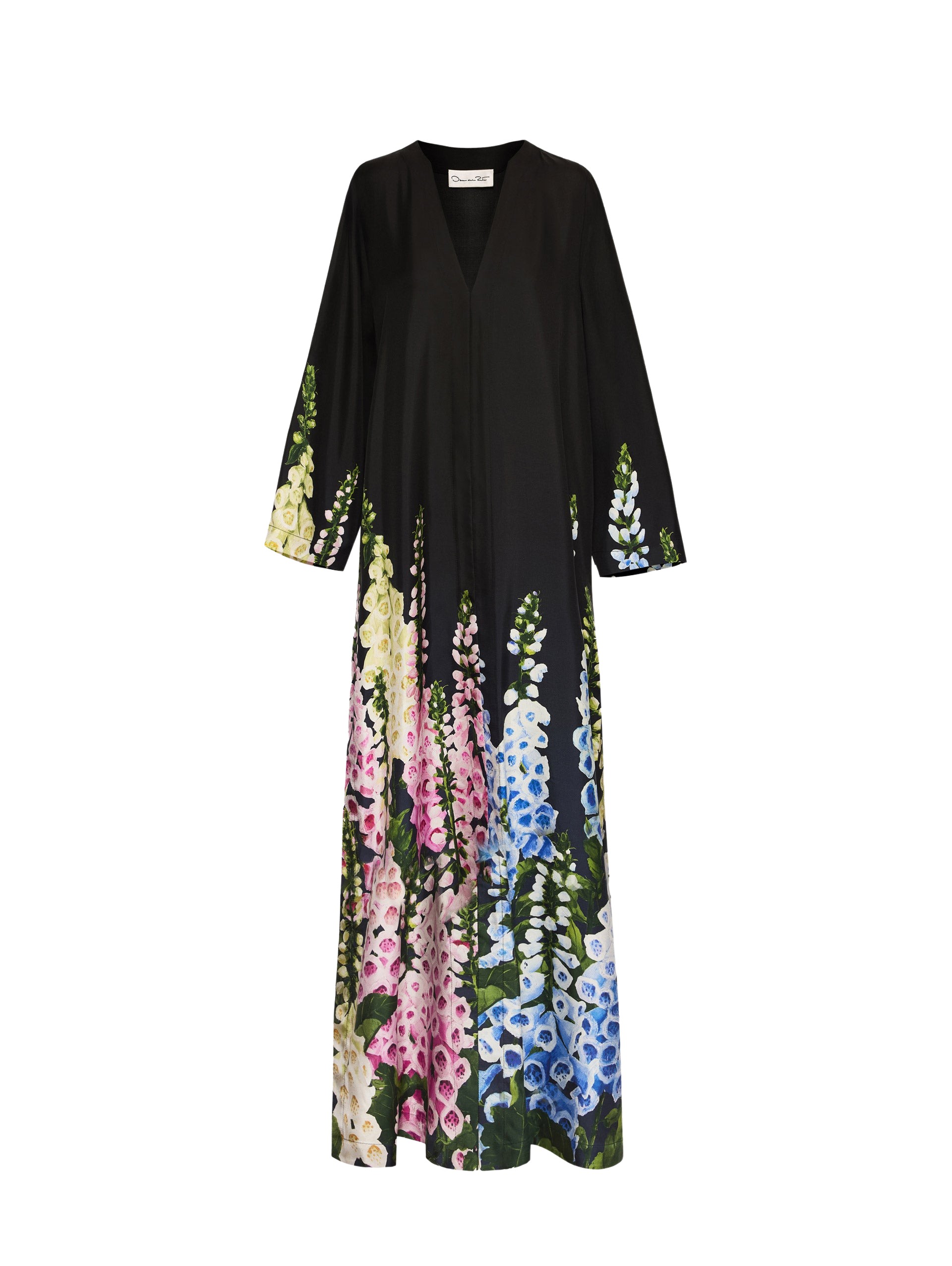 Oscar de la Renta Degradé Foxglove Silk Twill Caftan Dress