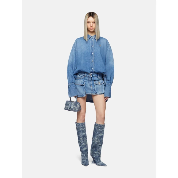 The Attico ‘Diana” Washed Blue Shirt Jacket, view 2