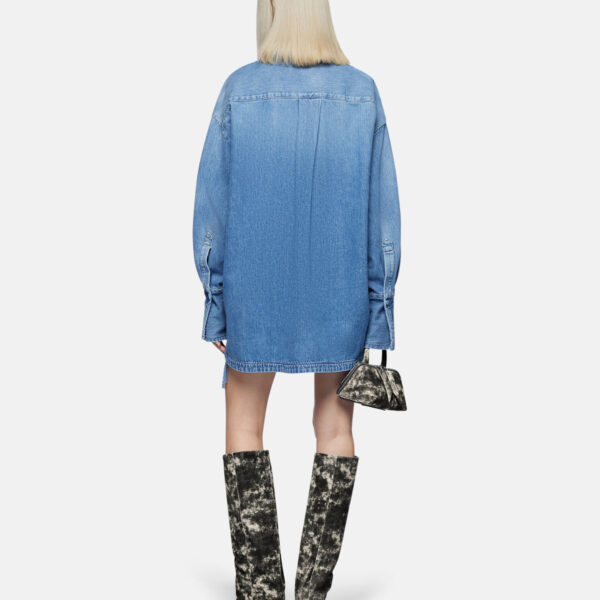 The Attico 'Diana'' Washed Blue Shirt Jacket - The Attico Jackets - Designed by Gilda Ambrosio & Giorgia Tordini - Shop at Coveti