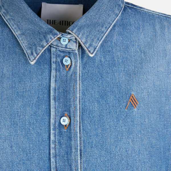 The Attico 'Diana'' Washed Blue Shirt Jacket - The Attico Jackets - Designed by Gilda Ambrosio & Giorgia Tordini - Shop at Coveti