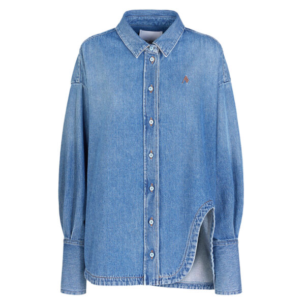 The Attico 'Diana'' Washed Blue Shirt Jacket - The Attico Jackets - Designed by Gilda Ambrosio & Giorgia Tordini - Shop at Coveti