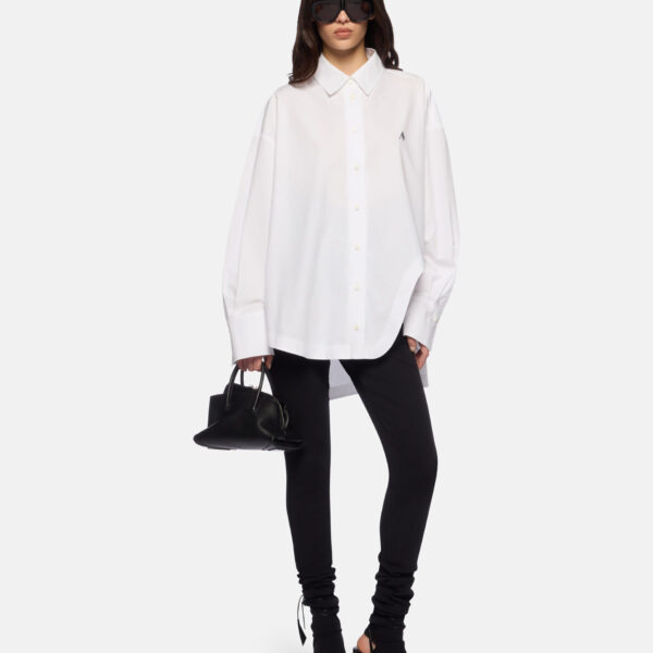 The Attico 'Diana'' White And Navy Blue Shirt - The Attico Tops - Designed by Gilda Ambrosio & Giorgia Tordini - Shop at Coveti
