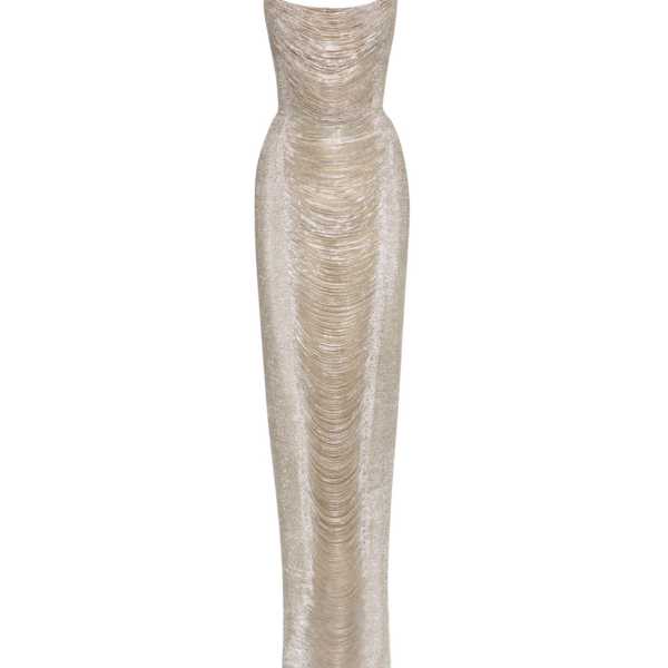 Oscar de la Renta Draped Crystal Chain Gown - Oscar de la Renta Dresses - American Couture - Shop at Coveti
