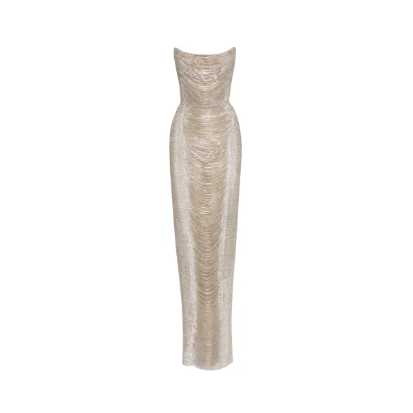Oscar de la Renta Draped Crystal Chain Gown - Oscar de la Renta Dresses - American Couture - Shop at Coveti