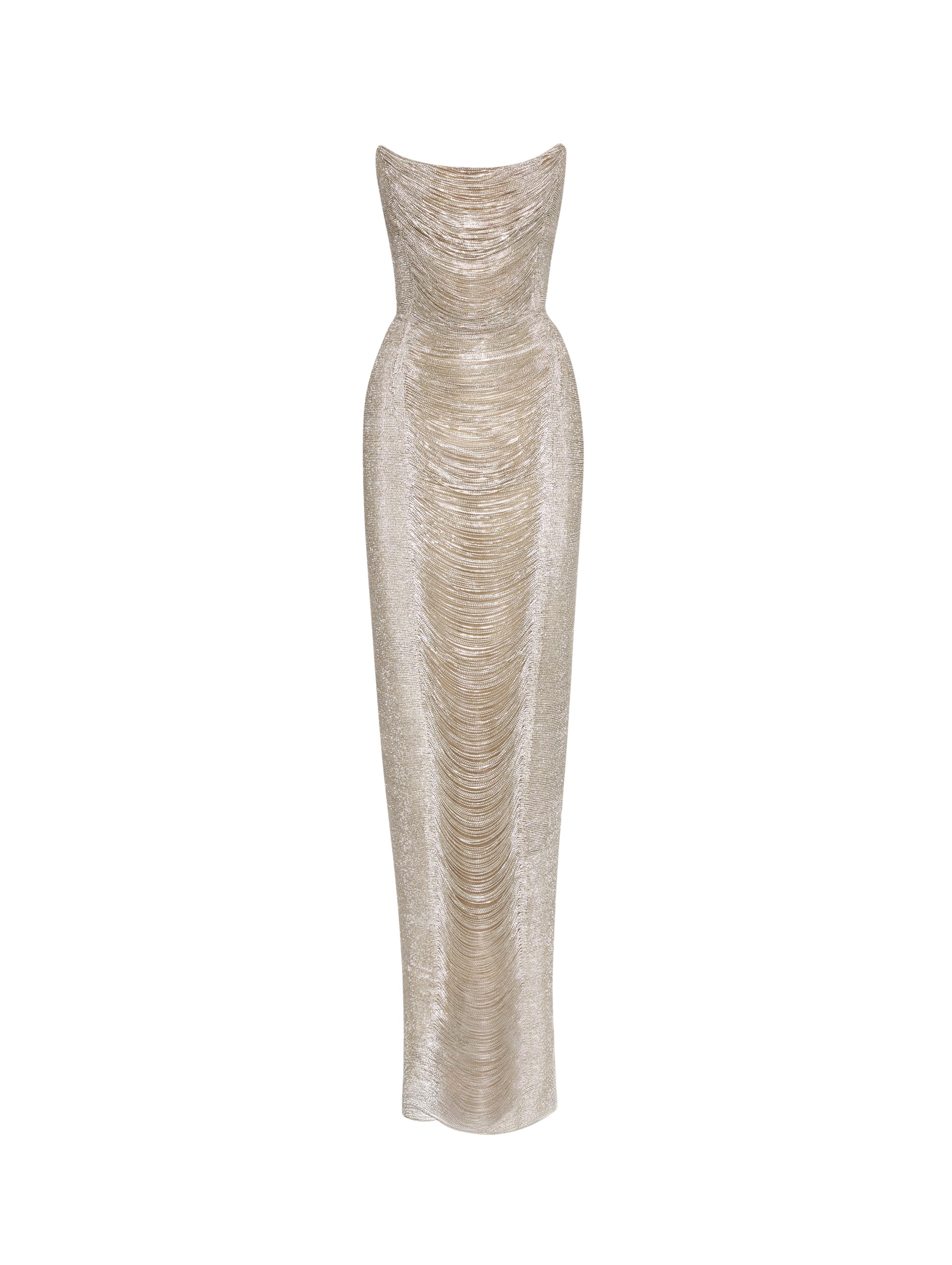 Oscar de la Renta Draped Crystal Chain Gown