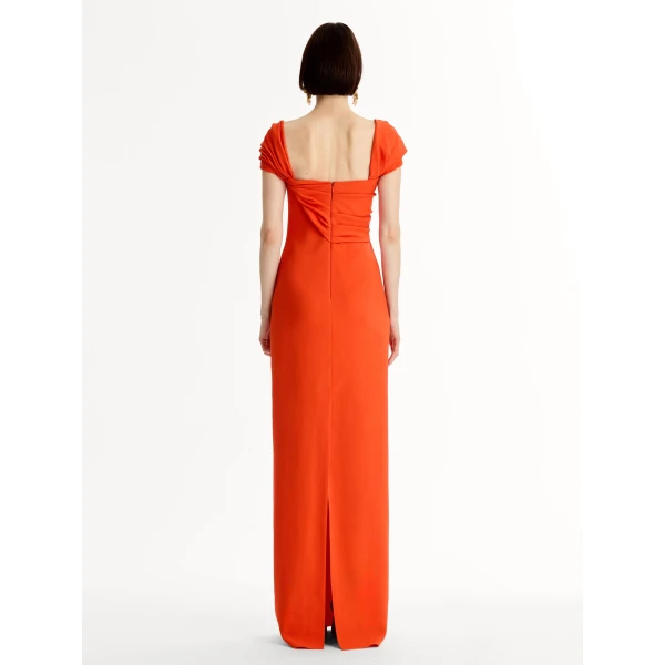 Oscar de la Renta Draped-Detailed Cady Gown - Oscar de la Renta Dresses - American Couture - Shop at Coveti