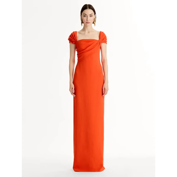Oscar de la Renta Draped-Detailed Cady Gown - Oscar de la Renta Dresses - American Couture - Shop at Coveti