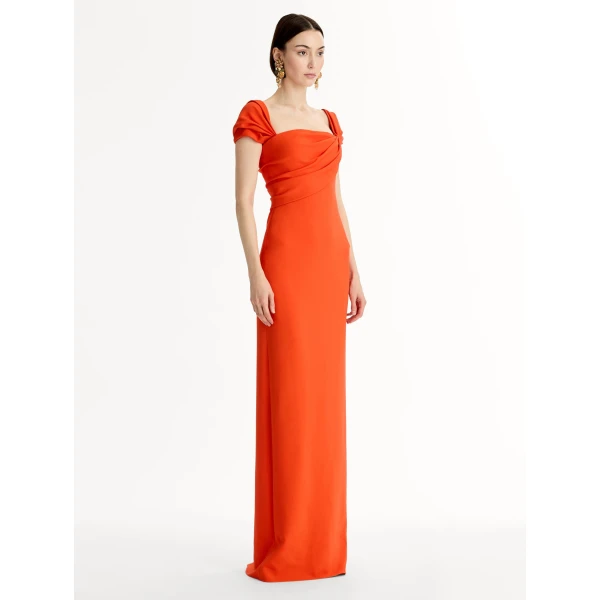 Oscar de la Renta Draped-Detailed Cady Gown - Oscar de la Renta Dresses - American Couture - Shop at Coveti