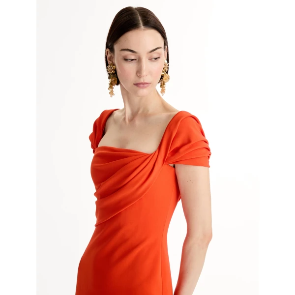 Oscar de la Renta Draped-Detailed Cady Gown - Oscar de la Renta Dresses - American Couture - Shop at Coveti