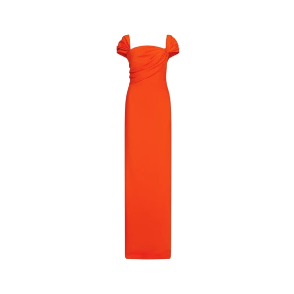 Oscar de la Renta Draped-Detailed Cady Gown - Oscar de la Renta Dresses - American Couture - Shop at Coveti