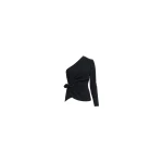 Elie Saab Asymmetric Cady Top in Black featuring  – Luxury Designer Fashion at Coveti.