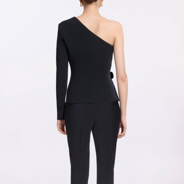 Elie Saab Asymmetric Cady Top in Black featuring  – Luxury Designer Fashion at Coveti.