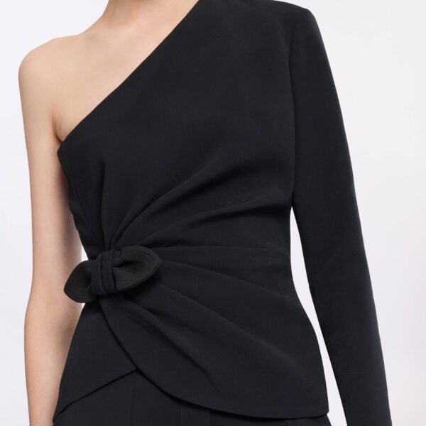 Elie Saab Asymmetric Cady Top in Black featuring  – Luxury Designer Fashion at Coveti.