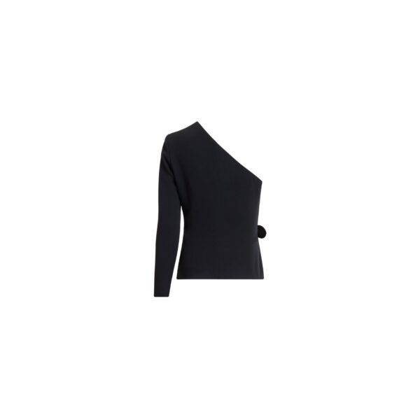 Elie Saab Asymmetric Cady Top in Black featuring  – Luxury Designer Fashion at Coveti.