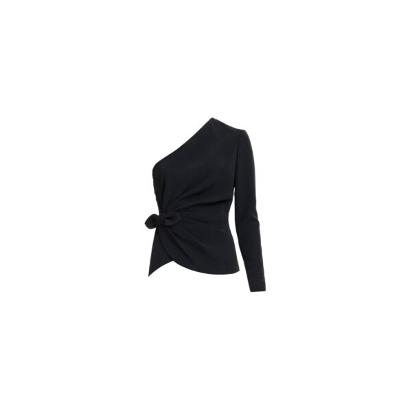 Elie Saab Asymmetric Cady Top in Black featuring  – Luxury Designer Fashion at Coveti.