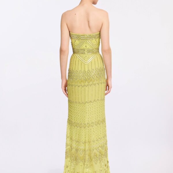 Elie Saab Bead Embroidered Dress in Green featuring  – Luxury Designer Fashion at Coveti.