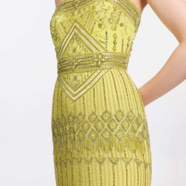 Elie Saab Bead Embroidered Dress in Green featuring  – Luxury Designer Fashion at Coveti.