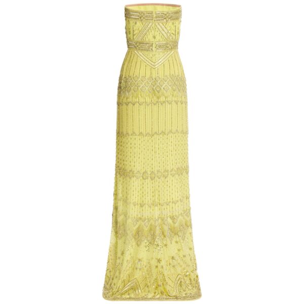Elie Saab Bead Embroidered Dress in Green featuring  – Luxury Designer Fashion at Coveti.