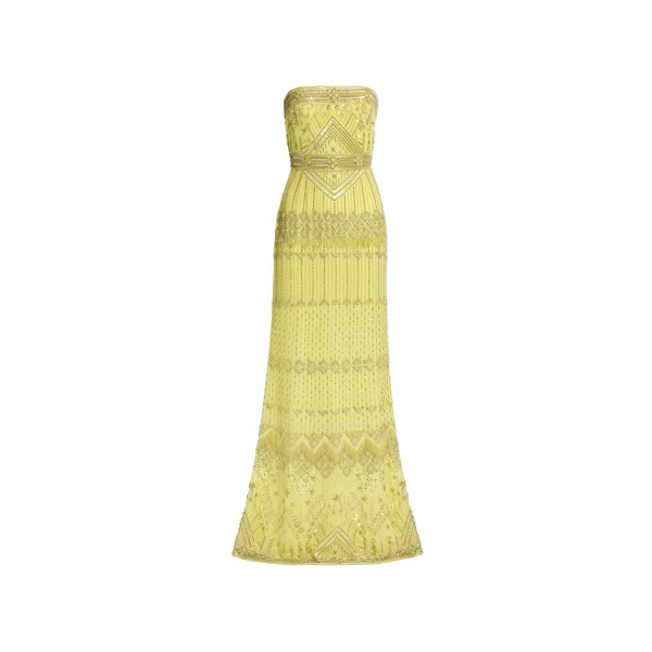 Elie Saab Bead Embroidered Dress in Green featuring  – Luxury Designer Fashion at Coveti.