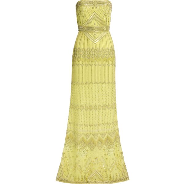 Elie Saab Bead Embroidered Dress in Green featuring  – Luxury Designer Fashion at Coveti.
