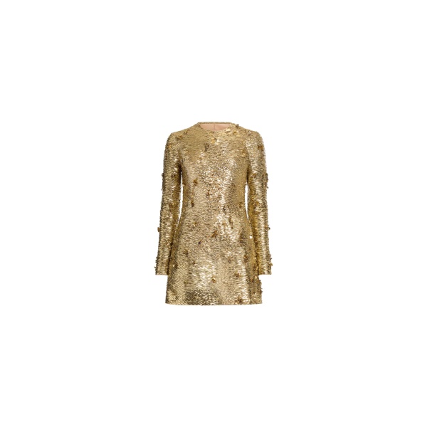 Elie Saab Bead Embroidered Golden Dress in Gold featuring  – Luxury Designer Fashion at Coveti.