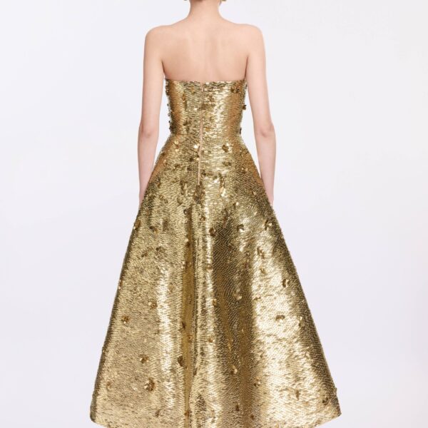 Elie Saab Bead Embroidered Golden Gown in Gold featuring  – Luxury Designer Fashion at Coveti.