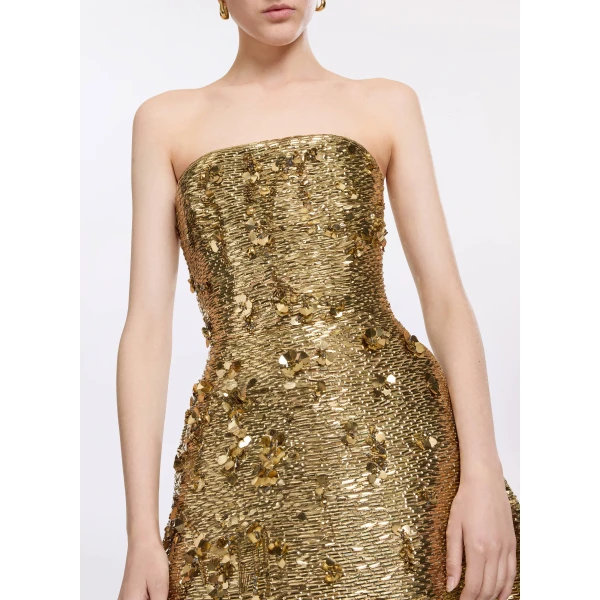 Elie Saab Bead Embroidered Golden Gown, view 4