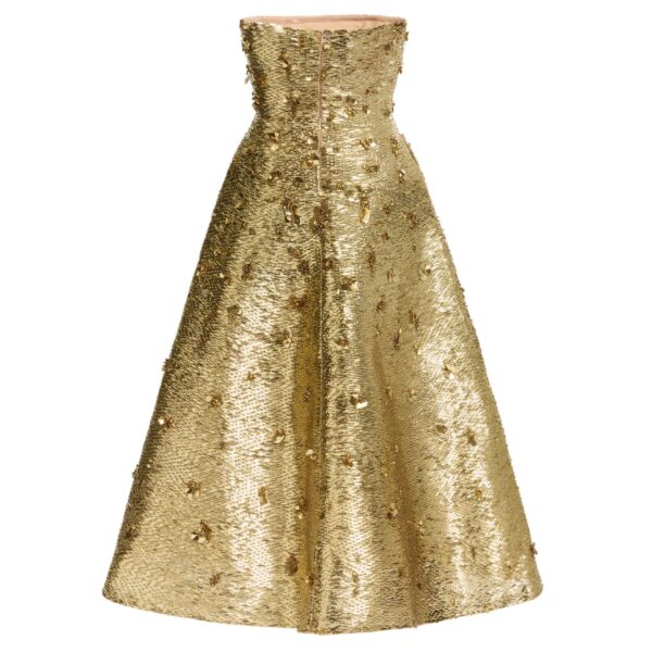 Elie Saab Bead Embroidered Golden Gown in Gold featuring  – Luxury Designer Fashion at Coveti.