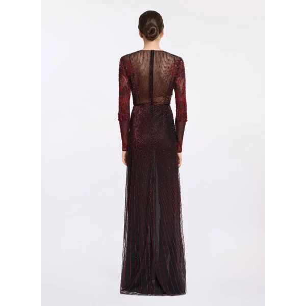 Elie Saab Bead Embroidered Long Dress, view 3