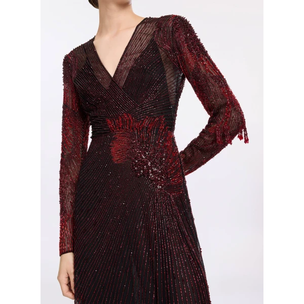 Elie Saab Bead Embroidered Long Dress, view 4
