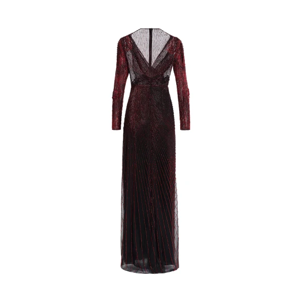 Elie Saab Bead Embroidered Long Dress, view 5