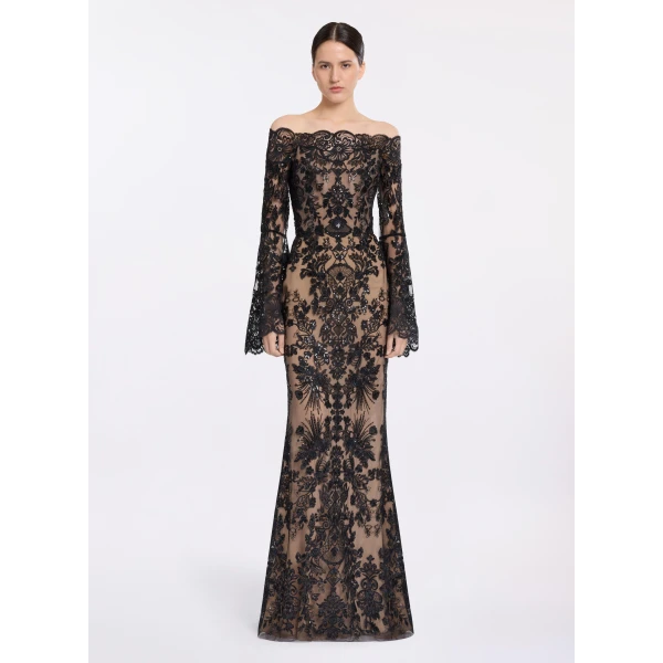 Elie Saab Embroidered Off-The-Shoulder Dress, view 2