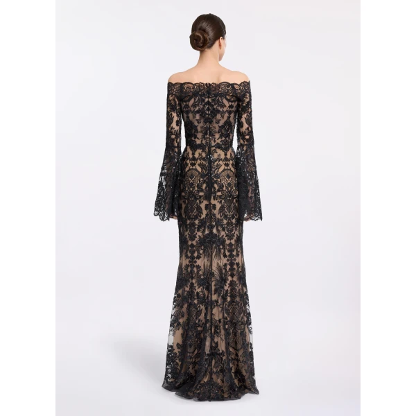 Elie Saab Embroidered Off-The-Shoulder Dress, view 3